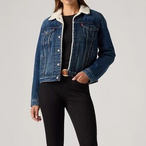 Levi's Women's Dark Blue Sherpa Denim Jacket